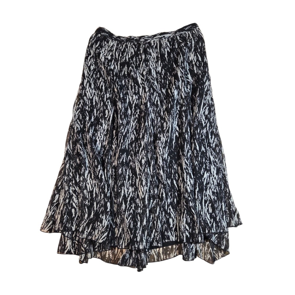 Coldwater Creek Black & White Abstract Textured Midi Skirt Chiffon A-Line L